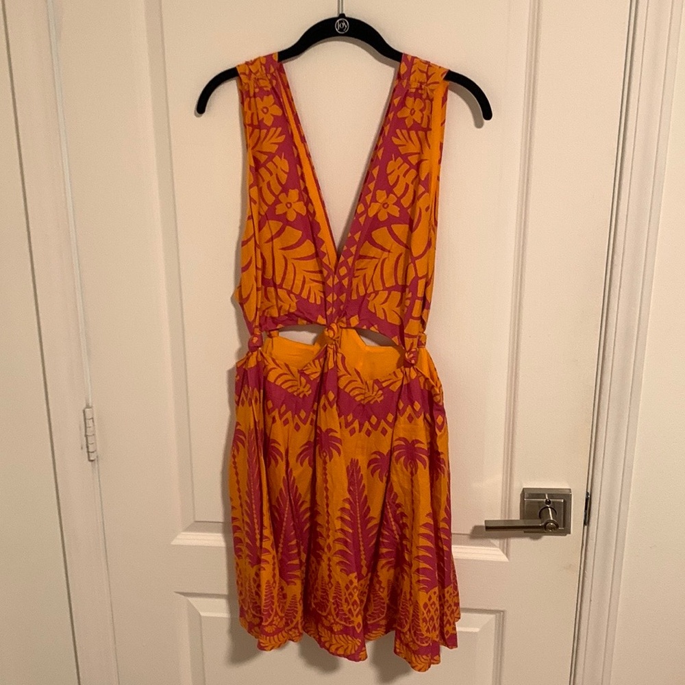 FARM Rio Orange and Pink Floral Mini Dress